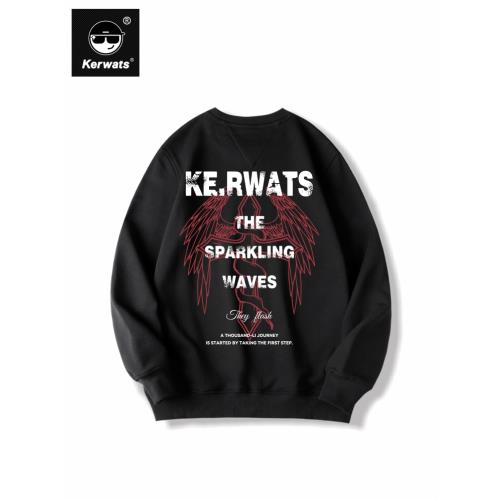 KERWATS可維斯品牌大碼男女情侶無性別十字架老鷹印花美式衛衣潮