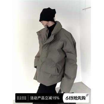 秋山風/韓國小眾時髦pu皮棉服外套男冬季高階感立領寬松加厚棉衣