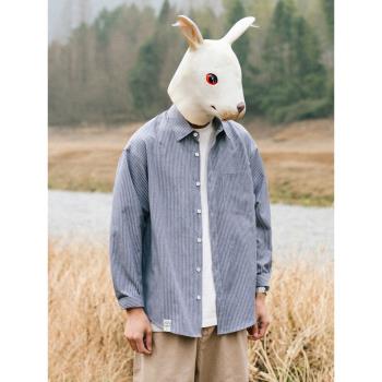 兔先森豎條紋質感休閑長袖襯衫