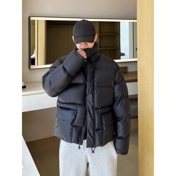 潮牌立領短款加厚禦寒外套羽絨服
