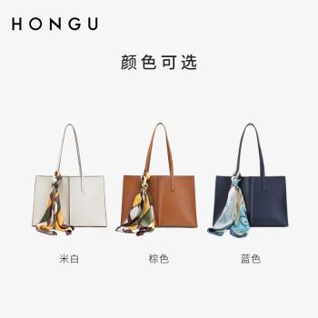 休閑時尚牛皮大容量紅谷女包