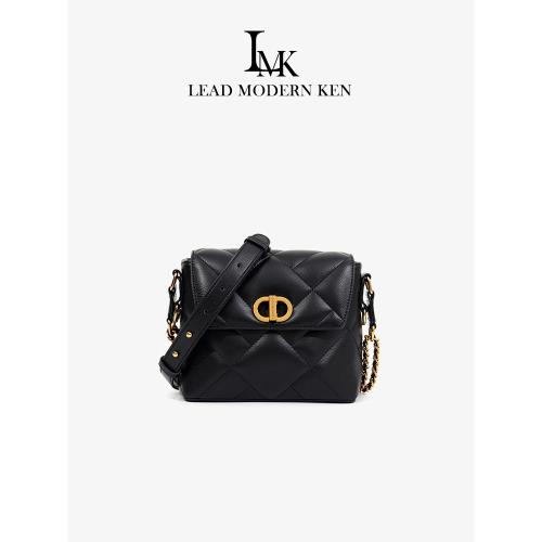 法國LMK菱格鏈條包包女款流浪包2026新款時尚輕奢牛皮單肩斜挎包