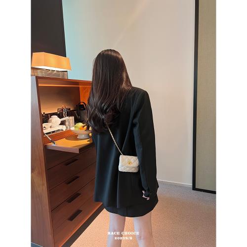 racechoice 口紅包 百搭小香風迷你金球包斜跨包鏈條包零錢包腰包