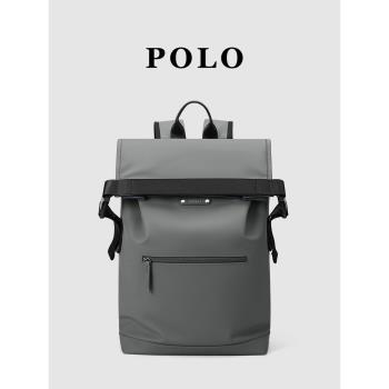 Polo男士雙肩包商務旅行大容量電腦包時尚通勤出差高級感背包男潮