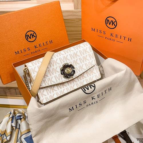 MK專柜時尚小方包女夏2023新款真皮單肩包山茶花鏈條包高級感女包