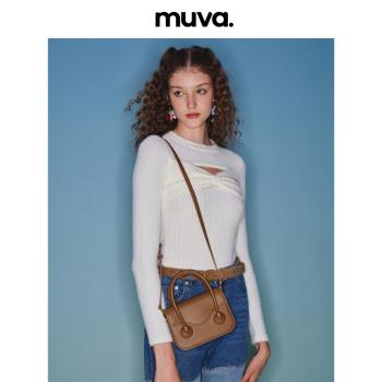 MUVA原創設計感小方包高級感斜挎包手提包包時尚真皮女士2022新款