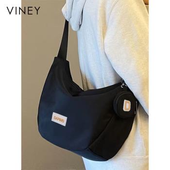 Viney包包女士2024新款斜挎包女包百搭大容量餃子帆布包單肩通勤