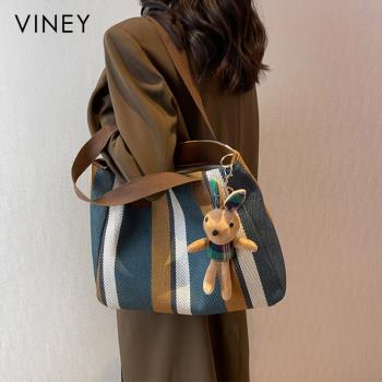 Viney包包女士2023新款大容量帆布包單肩通勤今年流行時尚托特包