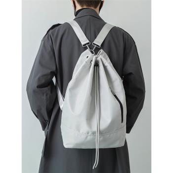束口袋抽繩雙肩包設計感小眾大容量原創日系書包男女輕便通勤背包