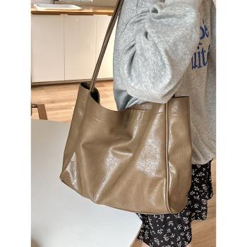 大容量包包女2023新款潮韓國時尚托特包學生上課單肩通勤包購物袋