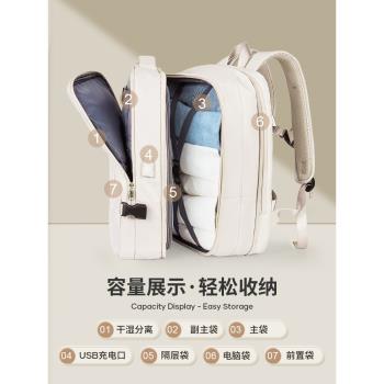 旅行雙肩包女士短途出差大容量旅游包書包可擴容電腦背包行李包男