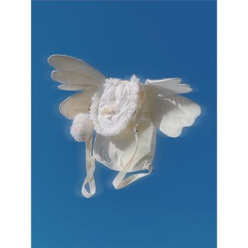 【前往玫瑰島】玫瑰島奇妙生物 翅膀水桶包雙肩包翅膀包 米白色