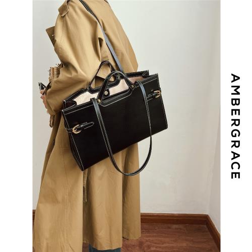 AMBERGRACE 原創"less is more"越簡單越高級 復古感全皮tote包