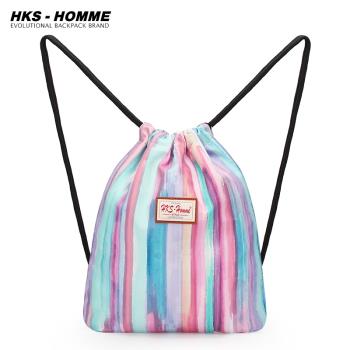 HKS－HOMME雙肩包女帆布健身抽繩