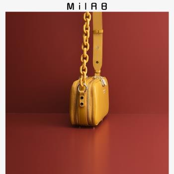 MiLRB小眾設計雙拉鏈真皮包包