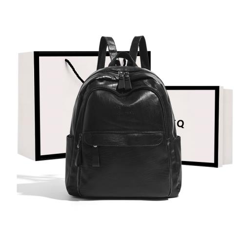 ck&eq大容量旅游包包時尚潮流軟皮雙肩包通勤百搭休閑皮質背包