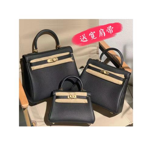 送寬肩帶 真皮內縫線凱莉包togo頭層牛皮單肩包ol手提包22/25/28