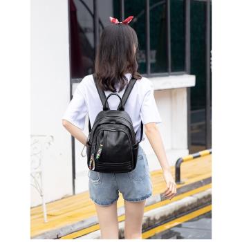 雙肩包女2025新款時尚潮百搭真皮軟皮包女士揹包休閑牛皮小揹包