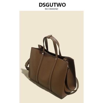 DSGUTWO 高階感2024新款花園包頭層牛皮大容量時尚通勤手提托特包
