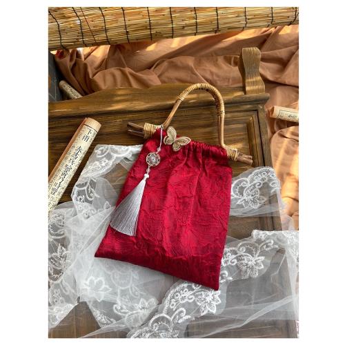 中式復古竹節手提包手工蝴蝶流蘇包旗袍漢服包秀禾包結婚包訂婚包