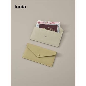 lunia韓國超薄頭層牛皮護照長款錢包真皮多功能卡包手機包ins簡約