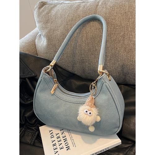 小眾腋下包2025超火時尚牛仔布手提單肩新月包休閑百搭餃包斜挎包