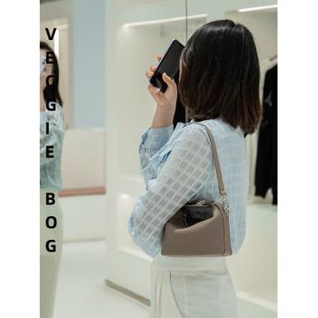 VECGIE BOG頭層牛皮精緻小包包女夏迷你質感餃子包單肩斜挎手機包