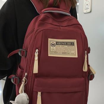School Backpack College Casual Bag Ladies Bags for Girls Red