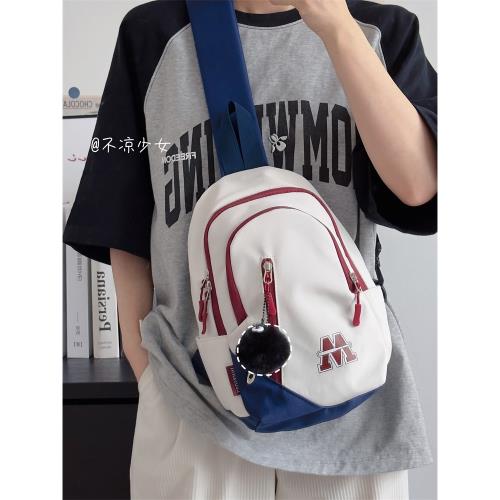 美式復古手機小背包男日系ins學生休閑小眾斜挎包簡約運動胸包女