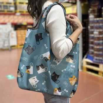 中號可折疊超市環保購物袋大容量袋子便攜式卡通手提袋媽媽買菜包