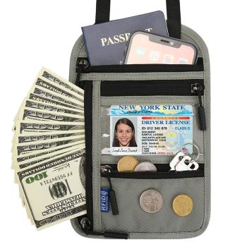 RFID旅行輕便多功能掛脖護照包