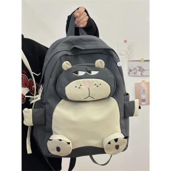 日系ins可愛大學生上課小背包卡通路西法貓貓書包2023新款雙肩包