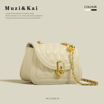 MuziKai正品時尚簡約鏈條包包女2023新款經典百搭單肩斜挎小方包