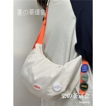 日系ins風潮牌餃子包男大學生滑板騎行單肩揹包 運動休閑斜挎包女