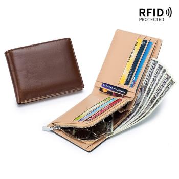 RFID真皮高檔復古多卡位男士錢包