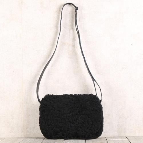 深山九處皮毛一體手工單肩斜跨包 休閑真皮皮包手機包 原創設計