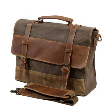 Oil wax canvas briefcase men bag business bag handbag