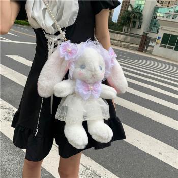 日系Lolita兔熊包毛絨可愛新款JK兔子包女孩生日禮物洛麗塔斜跨包