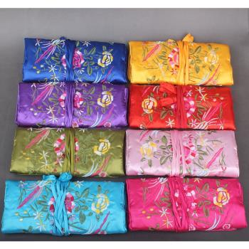 中式飾品卷包綢緞隨身收納袋繡花