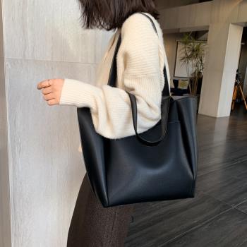 High Quality Soft Leather Woman Casual Tote Shopper Solid Co