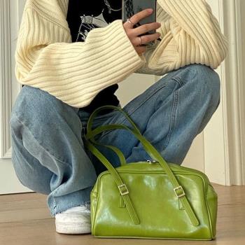 Fashion Women Green Big Shoulder Bags PU Leather Female Purs