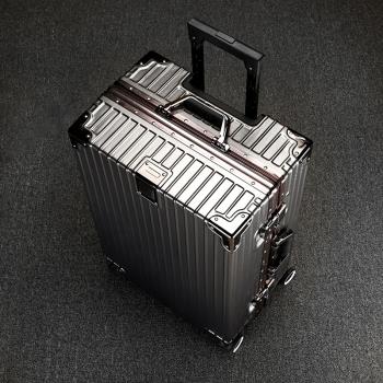 深灰色拉桿行李箱結實耐用男女24鋁框26大容量28超大密碼旅行加厚
