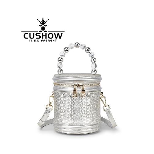 卡秀小眾設計真皮圓柱水桶包2025新款百搭牛皮手提女包單肩斜挎包