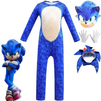 服裝cosplay角色扮演sonic連體衣服音速小子索尼克萬聖節狂歡兒童