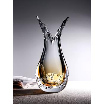 現代輕奢創意琉璃花瓶奢華樣板間插花玻璃瓶放裝飾入戶玄關擺件