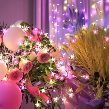 LED櫻花桃花閃燈串燈圣誕節布置房間臥室表白彩燈結婚浪漫裝飾燈