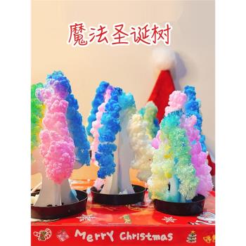 圣誕節玩具七彩圣誕樹兒時開雪花的紙樹魔法澆水開花結晶科學實驗