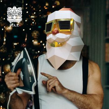 圣誕節圣誕老人面具創意手工diy活動頭套拍攝布置擺件裝飾禮物