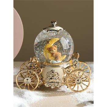 輕奢水晶球擺件兒童音樂盒禮物公主女孩生日禮物八音盒夢幻圣誕節