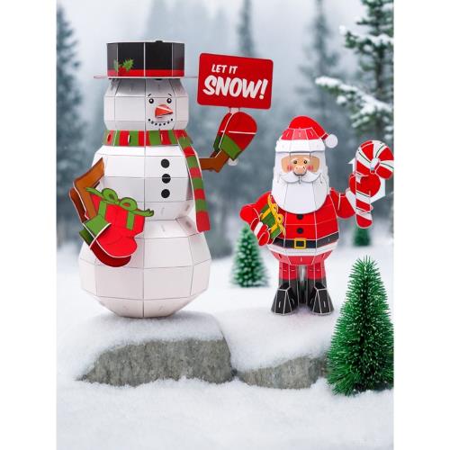 圣誕拼圖6歲以上兒童3d立體益智平圖8手工制作雪人擺件模型禮物12